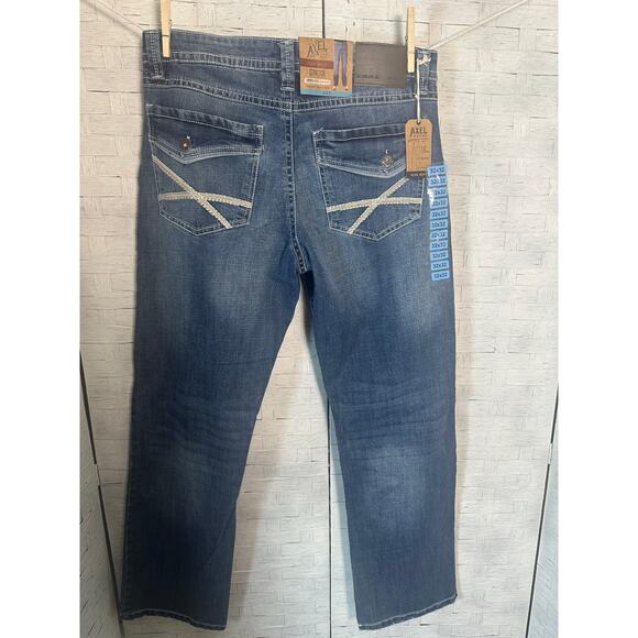 Axel men’s jeans slim boot cut light wash distressed casual denim western - Picture 2 of 16